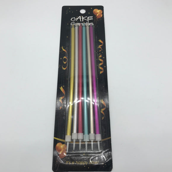 Mixed Metallic XLong Birthday Candles 18cm