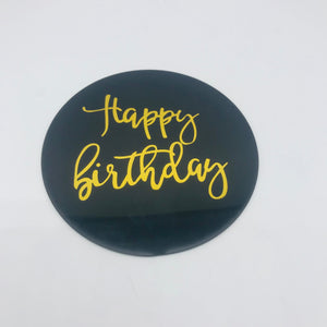 Round Black Happy Birthday Disc Large