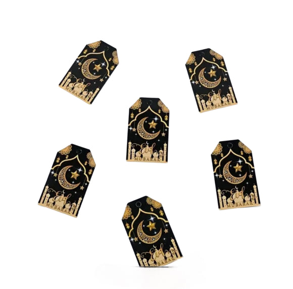 Eid Tags Black and Gold 6pc