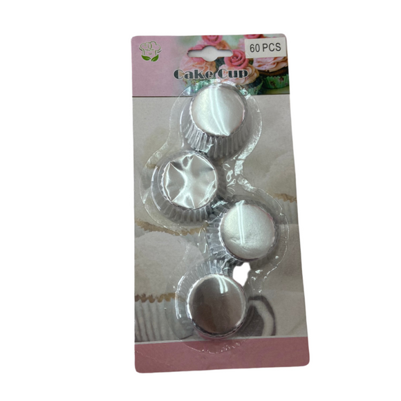 Cake Cups Silver Foil Medium 60pcs