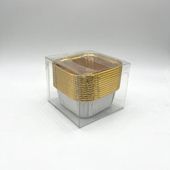 White and Gold Square Bake Foiled Cups 12s