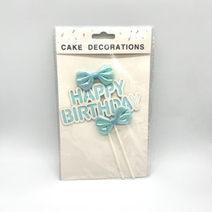 Blue Happy Birthday Bow Paper Topper