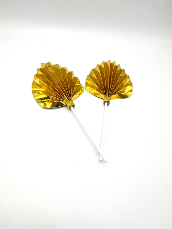 Gold Faux Fan 2pcs