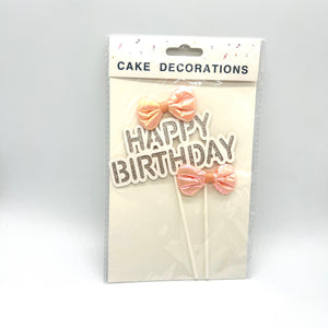 Pink Happy Birthday Bow Paper Topper