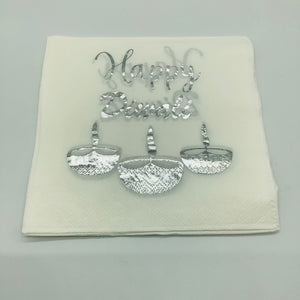 Silver Happy Diwali Serviettes 20pcs