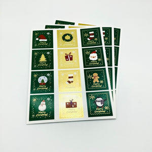 Christmas Green & Gold stickers 72pcs