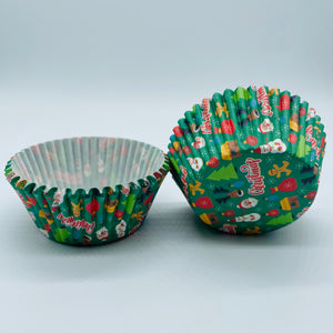 Green Christmas Baking Paper Cups 100pcs