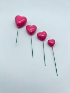 Dark Pink Faux Hearts 4pcs