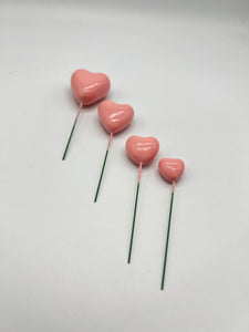 Pink Faux Hearts 4pcs