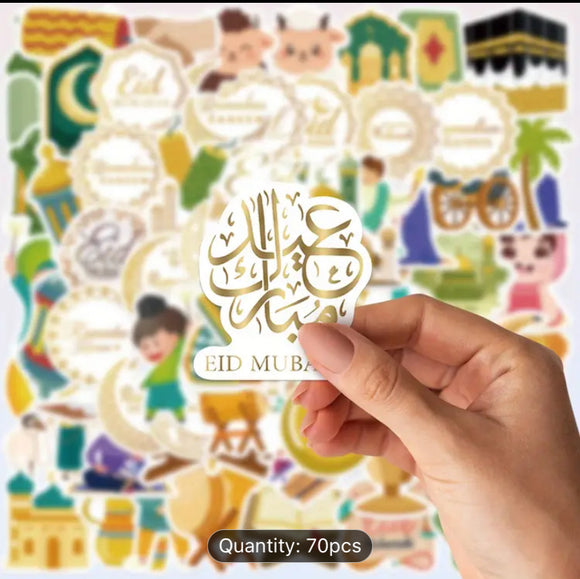 70pcs Ramadan Eid stickers Assorted