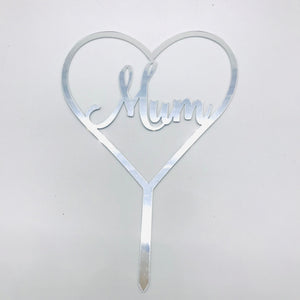 Silver Mum in Heart Topper