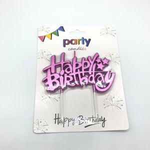 Pink Metallic Happy Birthday Candle