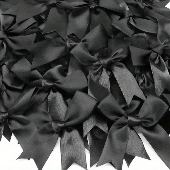 Satin Ribbon Bows Black 6pc