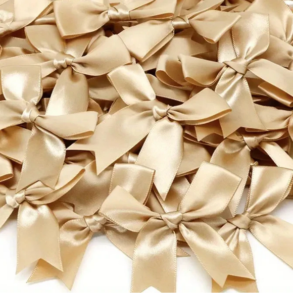 Satin Ribbon Bows Champagne Gold 6pc