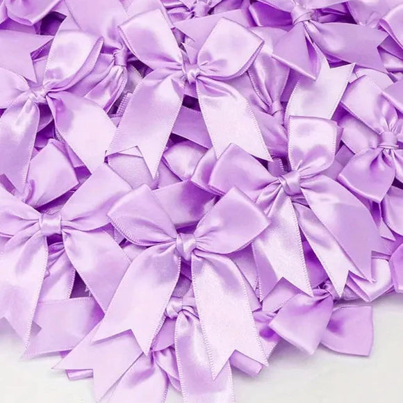 Satin Ribbon Bows Light Purple 6pc