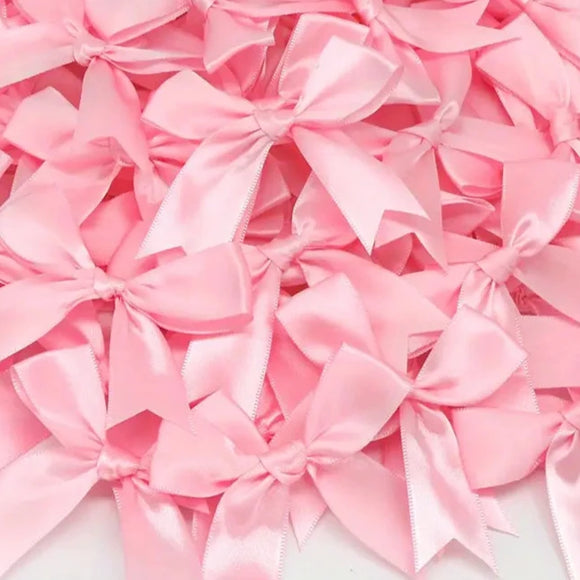 Satin Ribbon Bows Pink 6pc