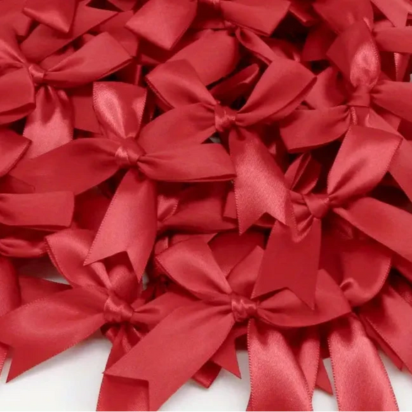 Satin Ribbon Bows Red 6pc