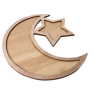 Eid Wooden Moon and Star Tray