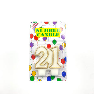 Gold 21 Twin Number Candle