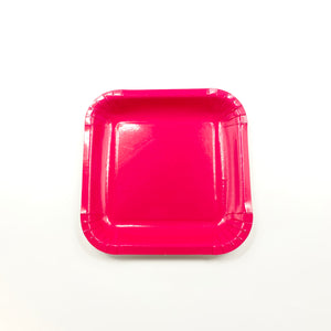 Deep Pink 7" Square Paper Plates 10pcs